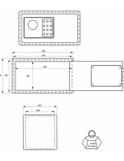 Coffret de sécurité pour laptotp Vincennes, fermeture électronique à code, 2 pênes, 13.7L --Thirard New