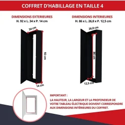 Coffret d'habillage 13 modules en acier noir pour tableaux éléctriques - H 920 x L 340 x P 140 mm - Réf. RCH400NR^Atole Online