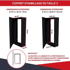 Coffret d'habillage 13 modules en acier noir pour tableaux éléctriques - H 670 x L 340 x P 140 mm - Réf. RCH200NR^Atole Hot