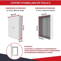 Coffret d'habillage en acier avec clé pour tableaux électriques double - H 54 x L 58,5 x P 16 cm - Réf. RCH2T616GSS^Atole Online