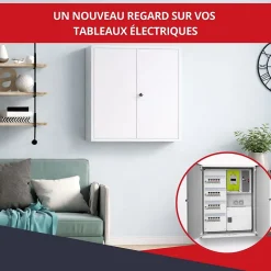 Coffret d'habillage en acier avec clé pour tableaux électriques double - H 54 x L 58,5 x P 16 cm - Réf. RCH2T116GSS-Atole Hot