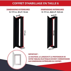 Coffret d'habillage 13 modules en acier noir pour tableaux éléctriques - H 1170 x L 340 x P 140 mm - Réf. RCH600NR-Atole Best