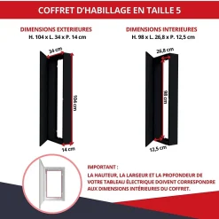 Coffret d'habillage 13 modules en acier noir pour tableaux éléctriques - H 1040 x L 340 x P 140 mm - Réf. RCH500NR-Atole Discount