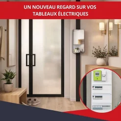 Coffret d'habillage 13 modules en acier noir avec porte miroir - H 79 x L 34 x P 14,5 cm - Réf. RCH300MIRNR-Atole New