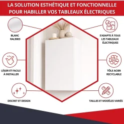 Coffret d'habillage 13 modules en acier blanc pour tableaux éléctriques - H 670 x L 340 x P 140 mm - Réf. RCH200-Atole New