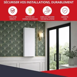 Coffret d'habillage 18 modules en acier blanc pour tableaux éléctriques - H 1170 x L 450 x P 140 mm - Réf. RCHM186^Atole Discount