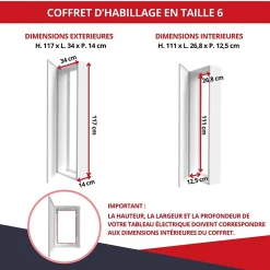 Coffret d'habillage 13 modules en acier blanc pour tableaux éléctriques - H 1170 x L 340 x P 140 mm - Réf. RCH600^Atole Discount