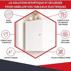 Coffret d'habillage 13 modules en acier blanc avec serrure à clef - H 540 x L 340 x P 140 mm - Réf. RCH100GSS^Atole Clearance