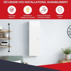 Coffret d'habillage 13 modules en acier blanc avec serrure à clef - H 920 x L 340 x P 140 mm - Réf. RCH400GSS^Atole Discount