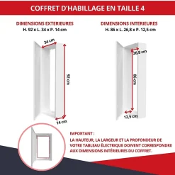 Coffret d'habillage 13 modules en acier blanc avec serrure à clef - H 920 x L 340 x P 140 mm - Réf. RCH400GSS^Atole Discount