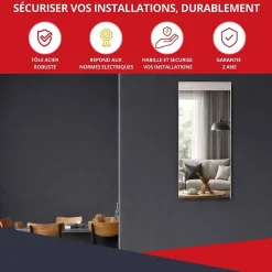 Coffret d'habillage 13 modules en acier blanc avec porte miroir - H 79 x L 34 x P 14,5 cm - Réf. RCH300MIR^Atole Online