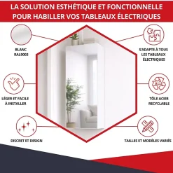 Coffret d'habillage 13 modules en acier blanc avec porte miroir - H 79 x L 34 x P 14,5 cm - Réf. RCH300MIR^Atole Online