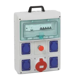 Coffret électrique de chantier pré-équipé et pré-câblé 4 prises 16A + 1 prise 3 pôles + terre 16A Kaedra^Schneider Electric Sale