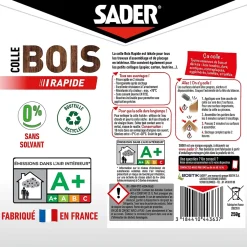 Colle à bois à prise rapide transparente après séchage biberon de 250 g^Sader Sale