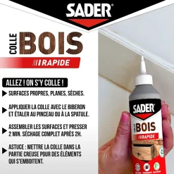 Colle à bois à prise rapide transparente après séchage biberon de 250 g^Sader Sale