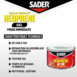 Colle contact néoprène en gel tous matériaux pot de 250 ml^Sader Outlet