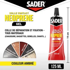 Colle contact néoprène en gel tous matériaux tube de 125 ml-Sader New