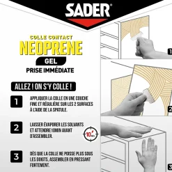 Colle contact néoprène en gel tous matériaux seau de 2.5 litres-Sader