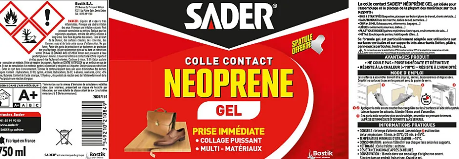 Colle Contact Néoprène Gel 750 ml^Sader Outlet