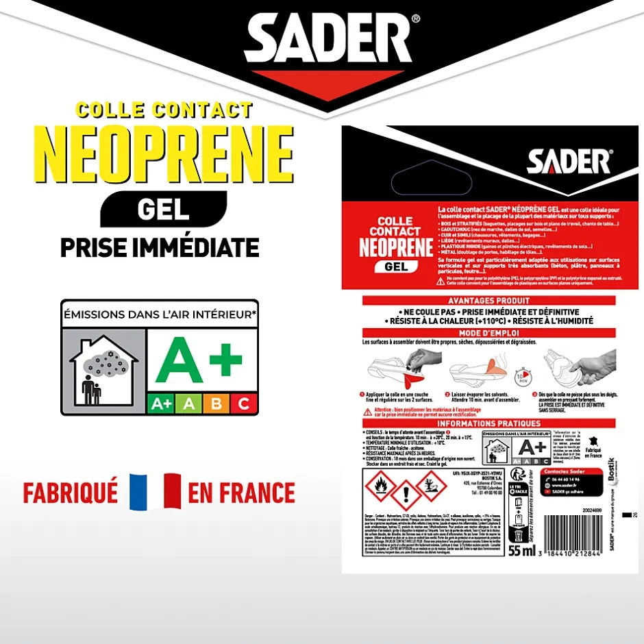 Colle contact néoprène gel 55 ml-Sader New