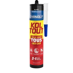 Colle de fixation Koultout 33301149 couleur blanc résistance 350 kg / 10 cm² séchage en 30 minutes-Cyanolit Sale
