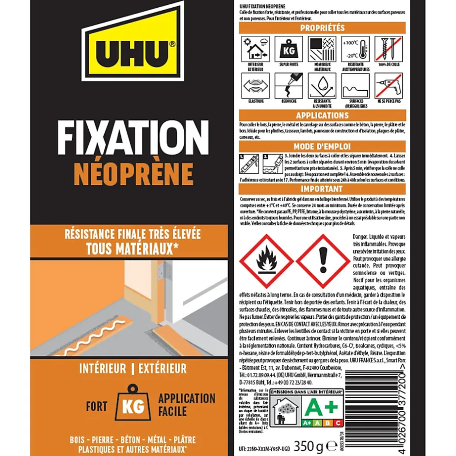 Colle de fixation néoprène beige cartouche 350g-UHU Online