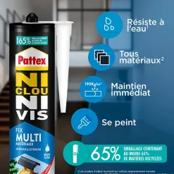 Colle de fixation Ni clou ni vis tous matériaux 450g^Pattex Hot