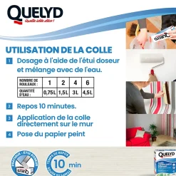 Colle en poudre - adaptée pour tout papiers peints intissés - surface de couverture 32 m² - 30621359-Quelyd