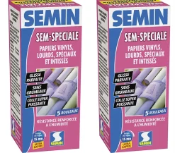 Colle en Poudre pour Papiers Peints Sem-Spéciale , Vinyls, Lourds, Spéciaux et Intissés, Intérieur, Boite 200 g (lot de 2)-Semin Online