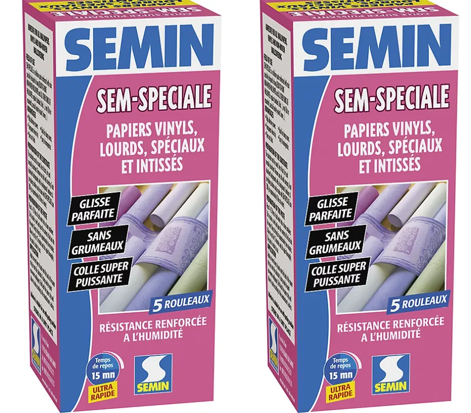Colle en Poudre pour Papiers Peints Sem-Spéciale , Vinyls, Lourds, Spéciaux et Intissés, Intérieur, Boite 200 g (lot de 2)-Semin Online