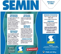 Colle en Poudre pour Papiers Peints Vinyls et Intissés , Boite de 300 g^Semin New