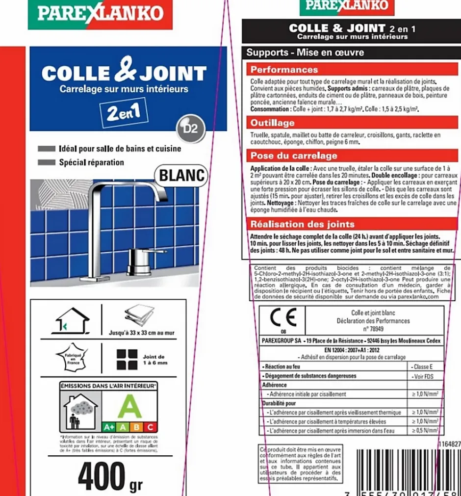 Colle et joint carrelage mur intérieur blanc 400 g^Parexlanko Sale