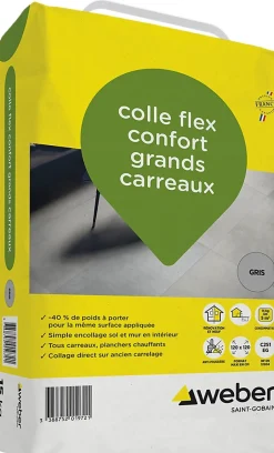 Colle flex confort grands carreaux gris Weber 15kg-Weber Saint-Gobain Outlet