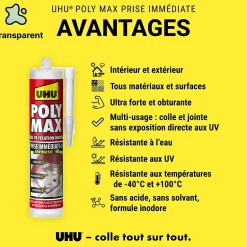 Colle mastic prise immédiate express invisible cartouche 300g^UHU New