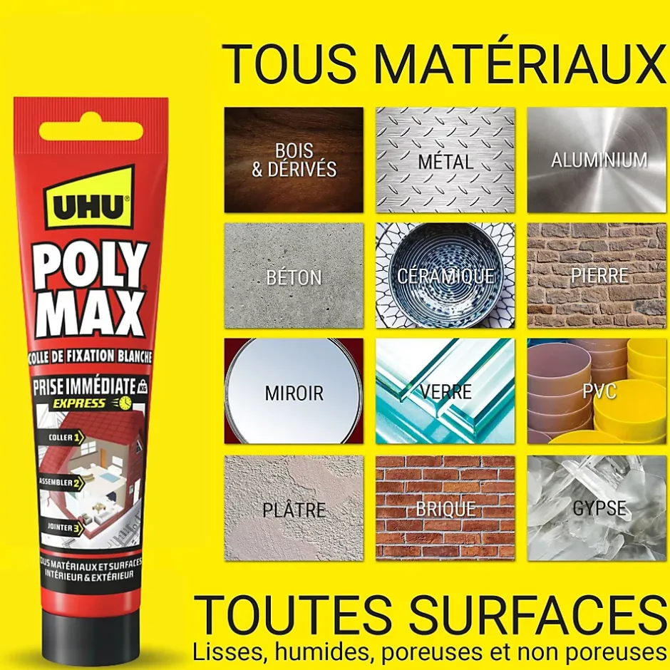 Colle mastic prise immédiate express blanc tube 165g^UHU Clearance