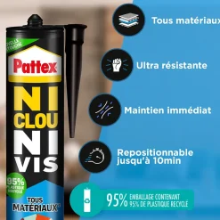Colle Ni clou ni vis tous travaux intérieur et extérieur cartouche 450g^Pattex Best