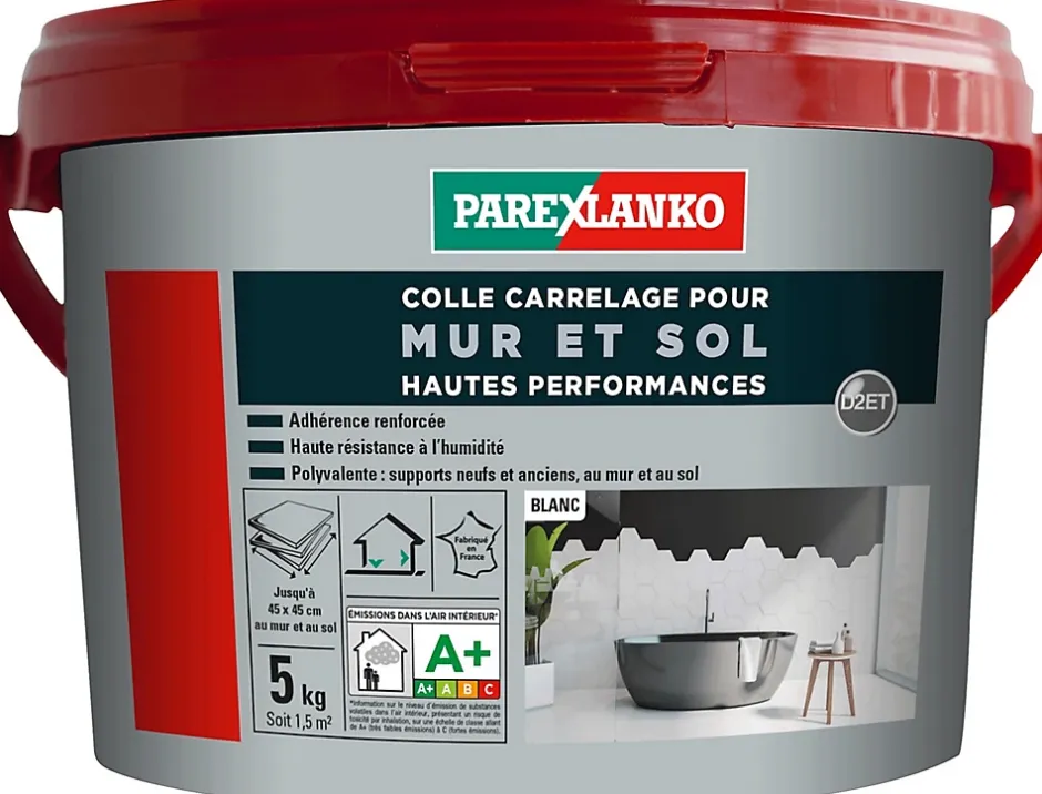 Colle pour carrelage mur et sol intérieur hautes performances blanc 5kg-Parexlanko Best