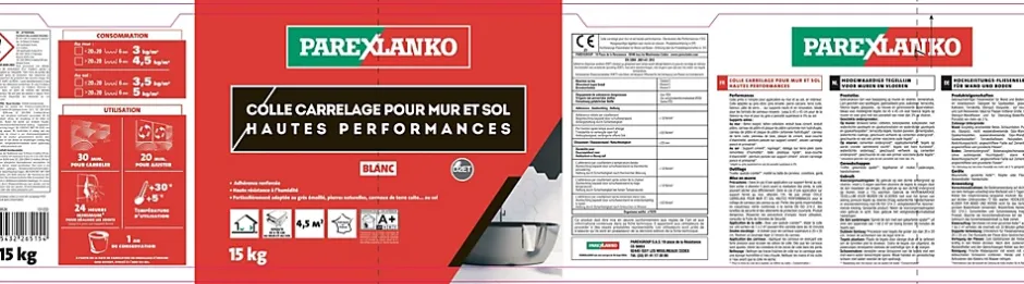 Colle pour carrelage mur et sol intérieur hautes performances blanc 15 kg^Parexlanko Online