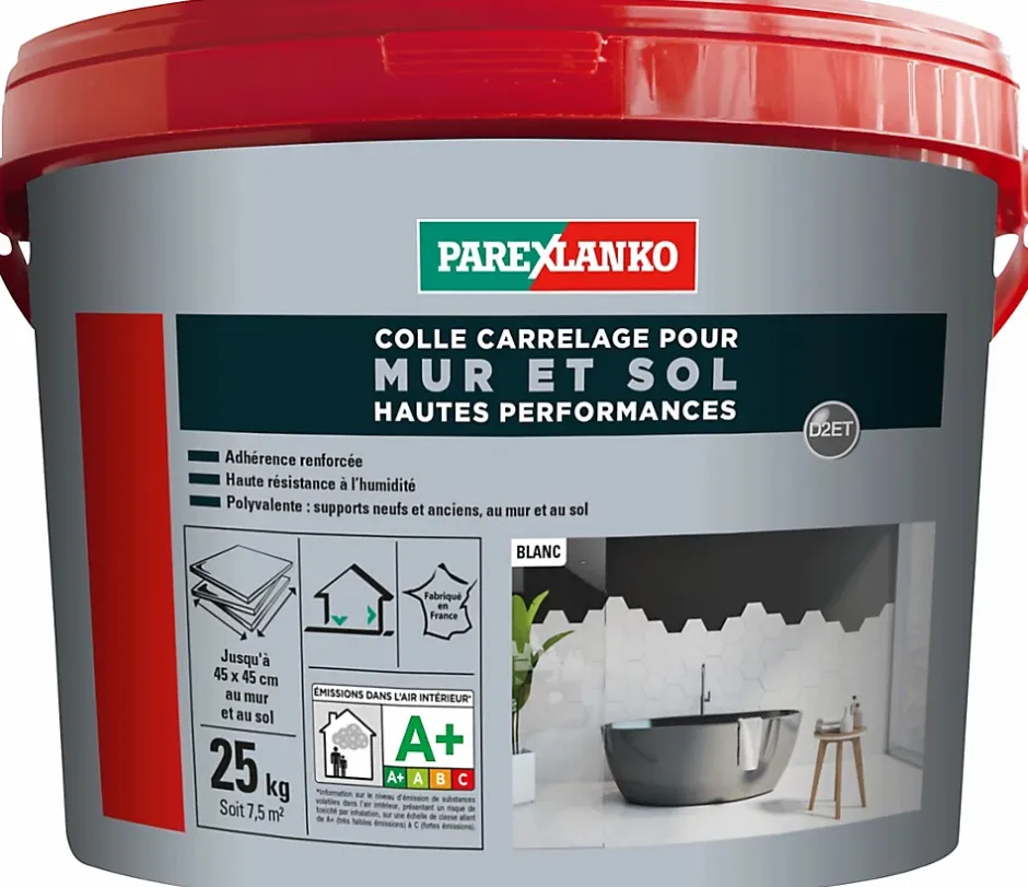 Colle pour carrelage mur et sol intérieur hautes performances blanc 25 kg-Parexlanko
