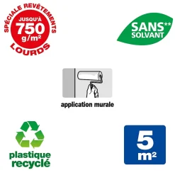 Colle pour revêtements lisses de rénovations lourds (jusqu'à 750g/m²) pâte 1kg-Quelyd