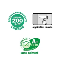 Colle pour revêtements lisses de rénovations légers (jusqu'à 200g/m²) Quelyd pâte 10kg^Bostik Best