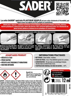 Colle pour Plastique Souple Tube 12 ml^Sader Discount