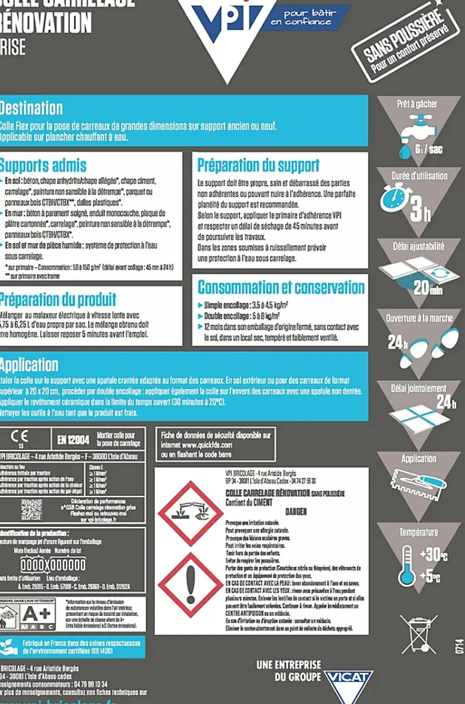 Colle spécial rénovation sans poussière 25kg-VPI Hot