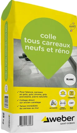 Colle tous carreaux neufs et réno blanc Weber 25kg^Weber Saint-Gobain Clearance