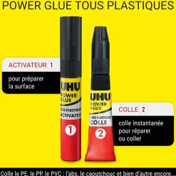 Colle Power glue tous plastiques format gel^UHU Hot