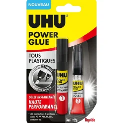 Colle Power glue tous plastiques format gel^UHU Hot