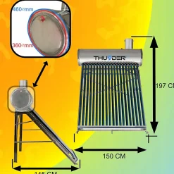 Collecteur solaire non pressurisé avec réservoir 200L 1 pièce.-Thunder Clearance