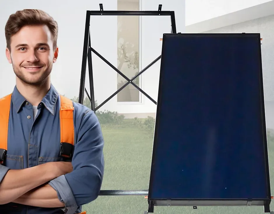 Collecteur solaire 2 m² avec structure de montage et raccords 3/4 1 pièce.-Thunder