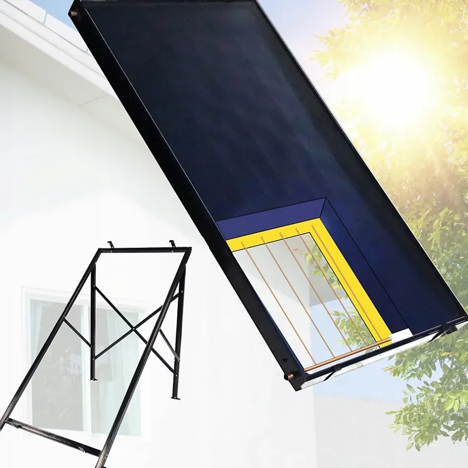 Collecteur solaire 2 m² avec structure de montage et raccords 3/4 1 pièce.-Thunder