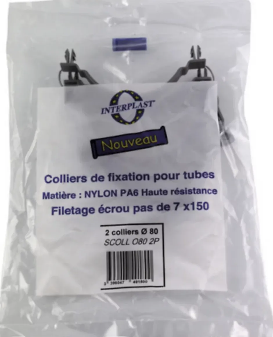 Collier de supportage pour conduite ø 80 mm , lot de 2^Fitt Outlet